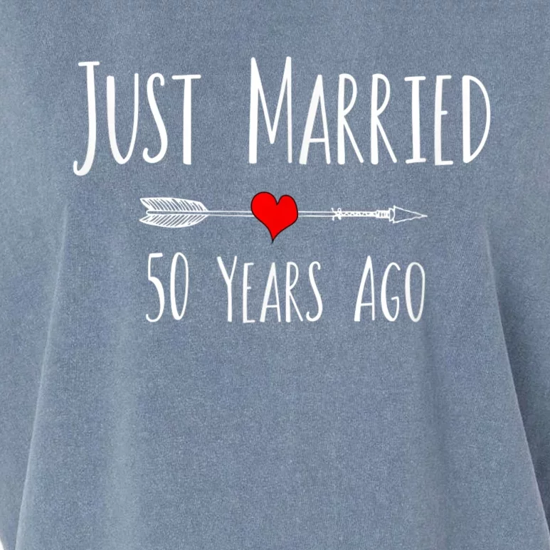 JUST MARRIED 50 YEARS AGO 50th Husband Wife Anniversary Gift Garment-Dyed Women's Muscle Tee