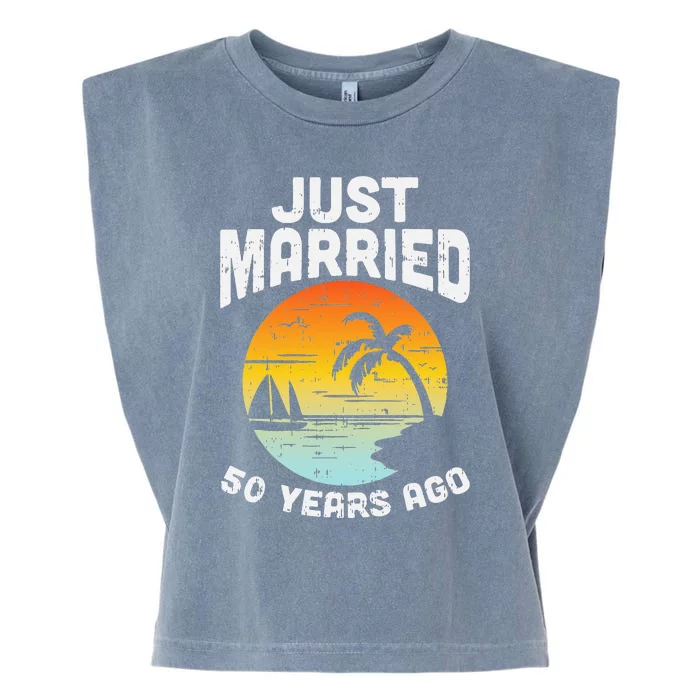 Just Married 50 Years Ago Anniversary Cruise Garment-Dyed Women's Muscle Tee