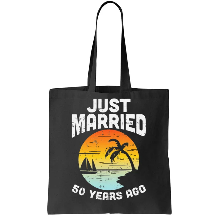 Just Married 50 Years Ago Anniversary Cruise Couple Gift Tote Bag