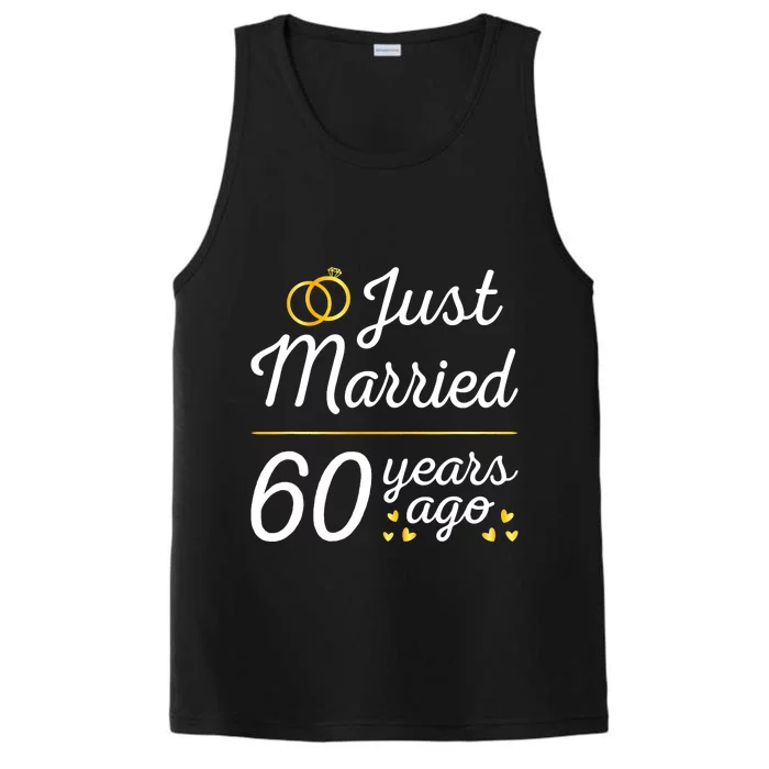 Just Married 60 Years Ago 60th Wedding Anniversary Matching Performance Tank