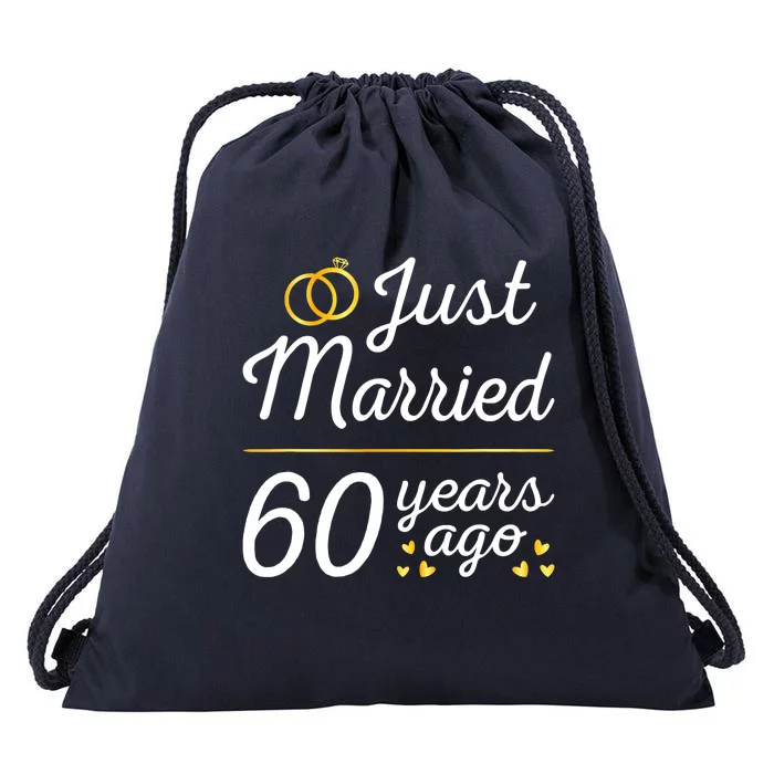 Just Married 60 Years Ago 60th Wedding Anniversary Matching Drawstring Bag