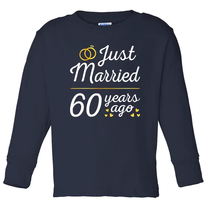 Just Married 60 Years Ago 60th Wedding Anniversary Matching Toddler Long Sleeve Shirt