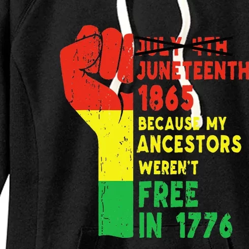 Juneteenth My Ancestors Free Black African Flag Pride Fist Women's Fleece Hoodie