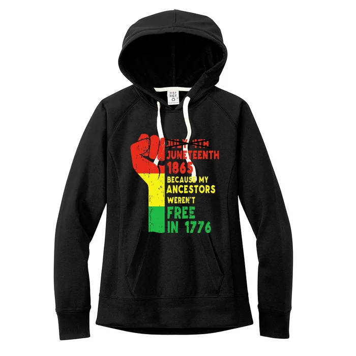 Juneteenth My Ancestors Free Black African Flag Pride Fist Women's Fleece Hoodie