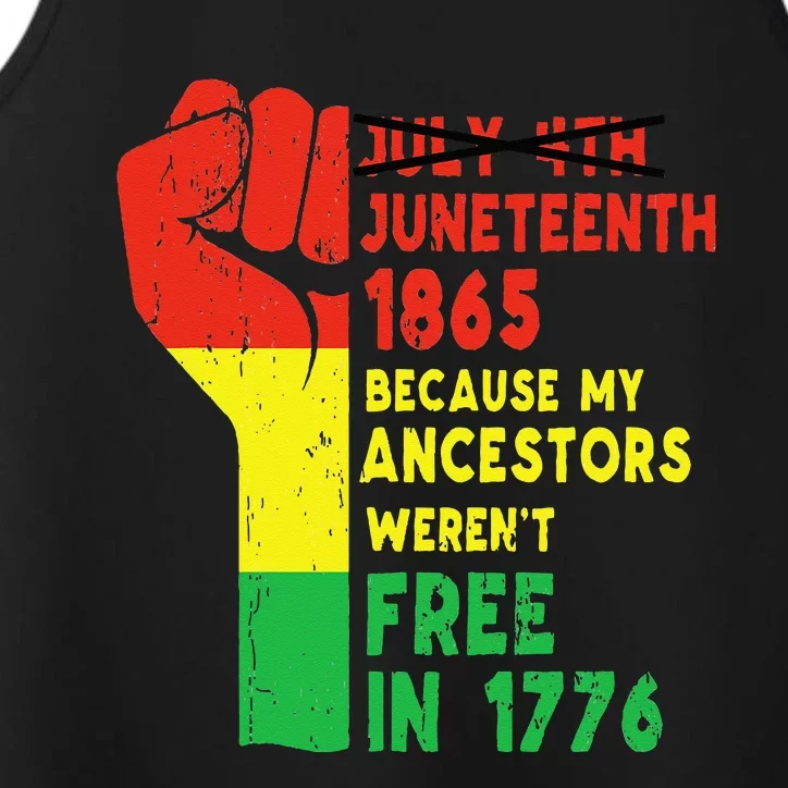 Juneteenth My Ancestors Free Black African Flag Pride Fist Performance Tank