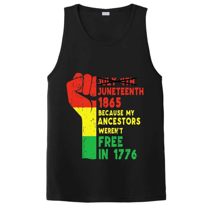 Juneteenth My Ancestors Free Black African Flag Pride Fist Performance Tank