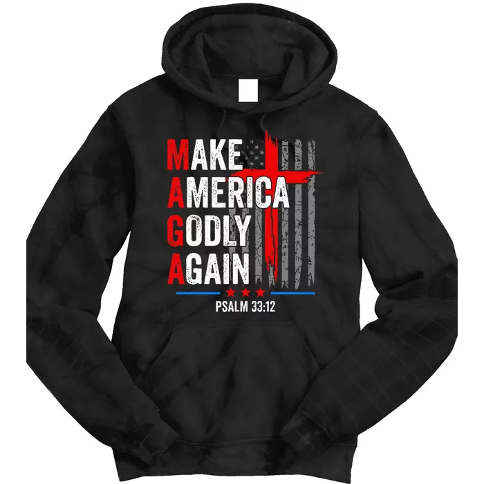 Jesus Make America Godly Again Psalm 33 12 Patriot Christian Tie Dye Hoodie