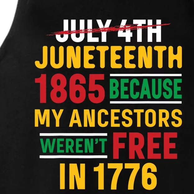 Juneteenth My Ancestors Weren't Free July 4th Ladies Tri-Blend Wicking Tank