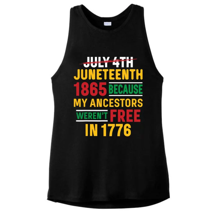 Juneteenth My Ancestors Weren't Free July 4th Ladies Tri-Blend Wicking Tank