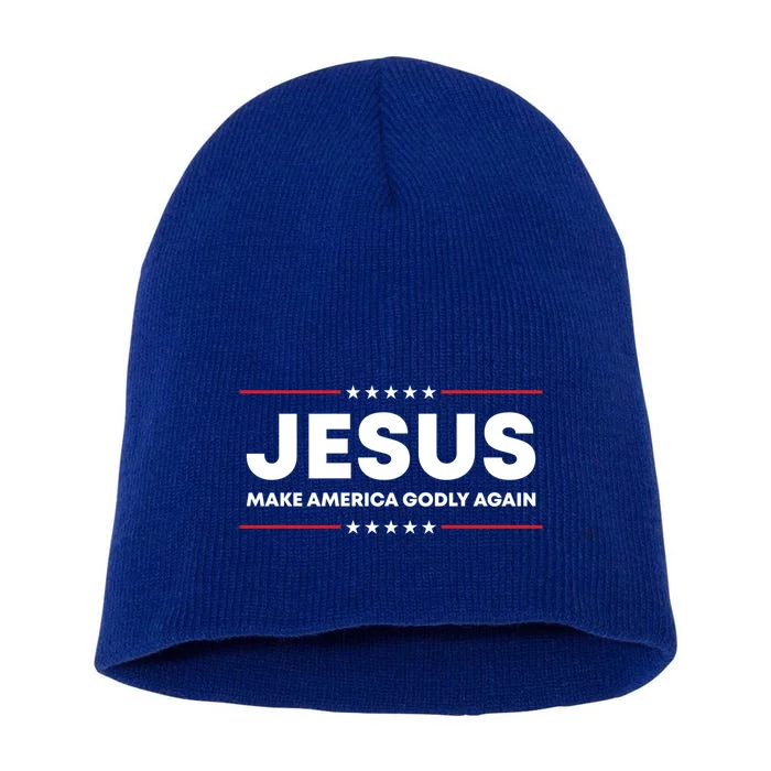 Jesus Make America Godly Again Patriotic Christian Faith Usa Gift Short Acrylic Beanie