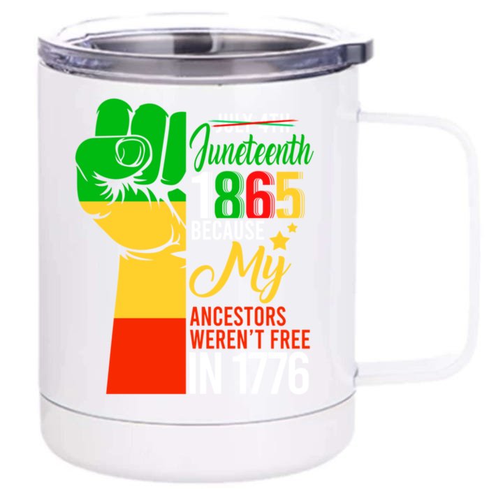 Juneteenth My Ancestors Free Black African Flag Pride Fist Gift Front & Back 12oz Stainless Steel Tumbler Cup