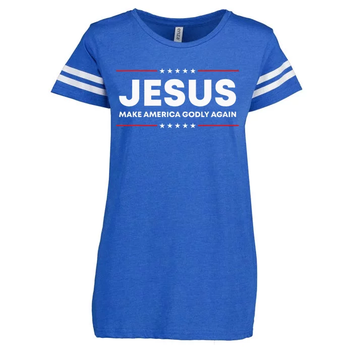 Jesus Make America Godly Again Patriotic Christian Faith Usa Enza Ladies Jersey Football T-Shirt