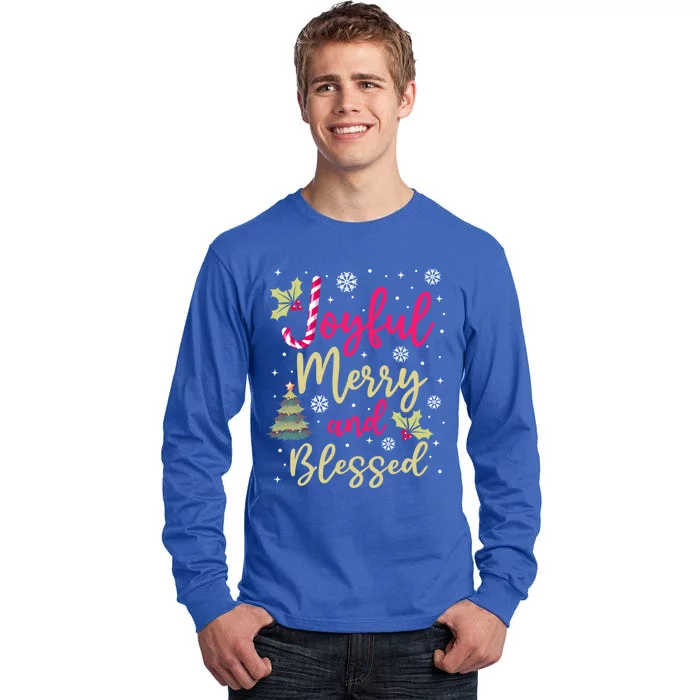 Joyful Merry And Blessed Christmas Pajamas Maching Family Cute Gift Tall Long Sleeve T-Shirt