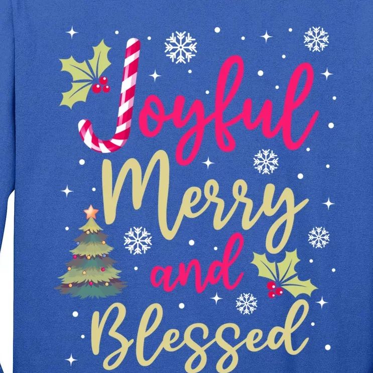 Joyful Merry And Blessed Christmas Pajamas Maching Family Cute Gift Tall Long Sleeve T-Shirt