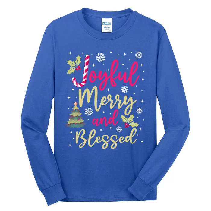 Joyful Merry And Blessed Christmas Pajamas Maching Family Cute Gift Tall Long Sleeve T-Shirt