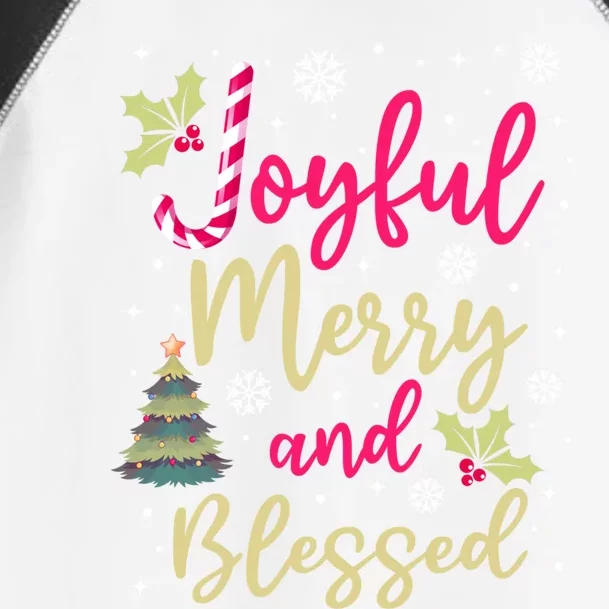 Joyful Merry And Blessed Christmas Pajamas Maching Family Cute Gift Toddler Fine Jersey T-Shirt