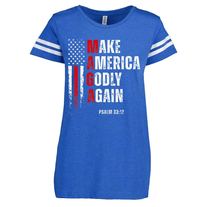 Jesus Make America Godly Again American Patriot Christian Enza Ladies Jersey Football T-Shirt