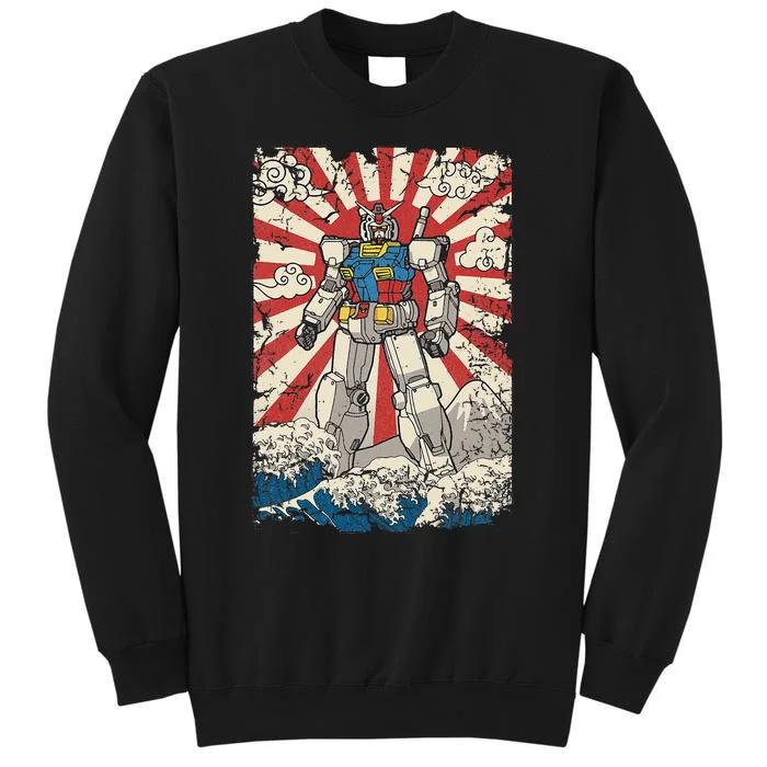 Japanese Mecha Anime Robot Kanagawa Great Wave Manga Sweatshirt