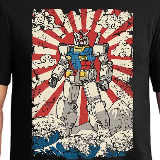 Japanese Mecha Anime Robot Kanagawa Great Wave Manga Pajama Set