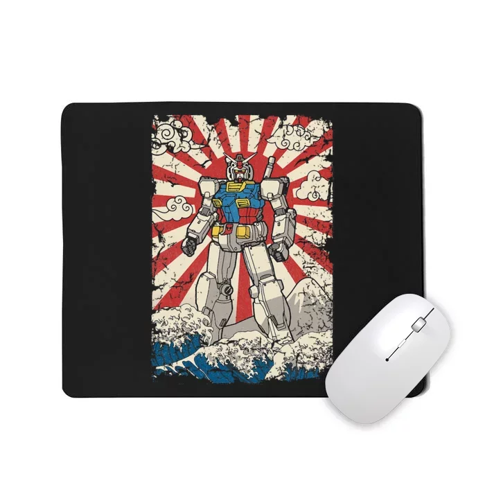 Japanese Mecha Anime Robot Kanagawa Great Wave Manga Mousepad