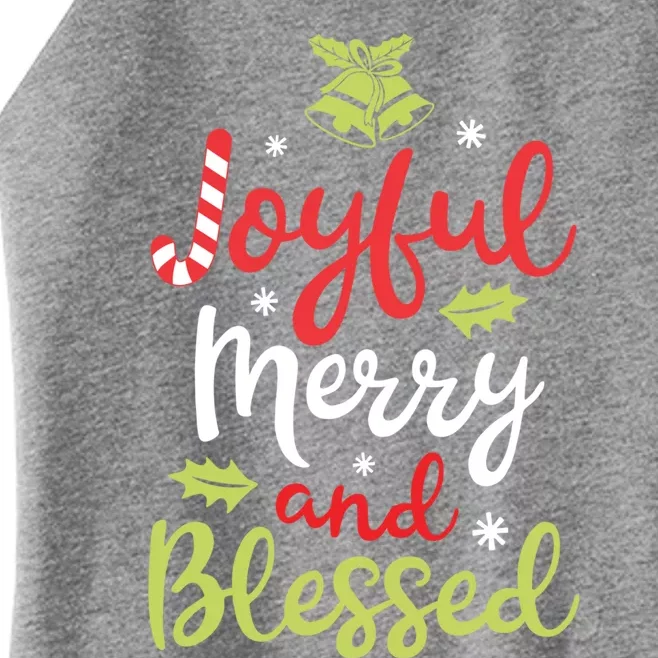 Joyful Merry And Blessed Christmas Girls Xmas Holiday Funny Gift Women’s Perfect Tri Rocker Tank