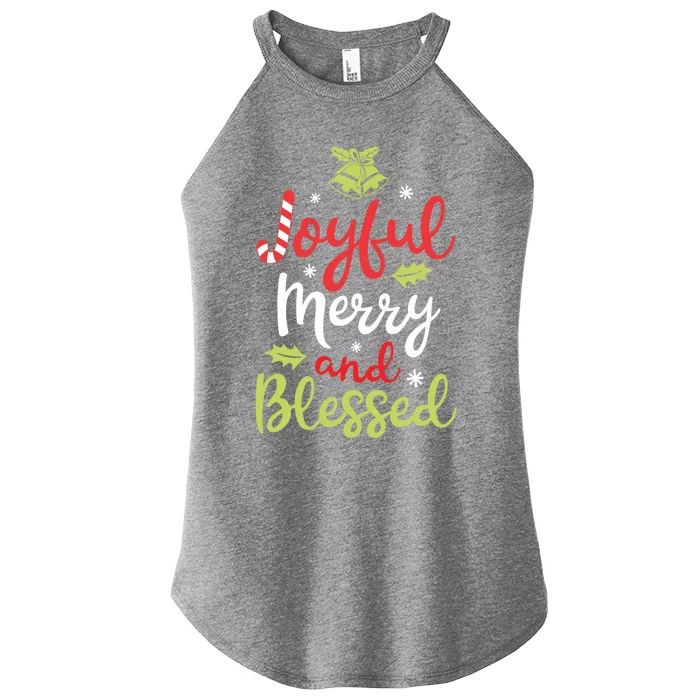 Joyful Merry And Blessed Christmas Girls Xmas Holiday Funny Gift Women’s Perfect Tri Rocker Tank