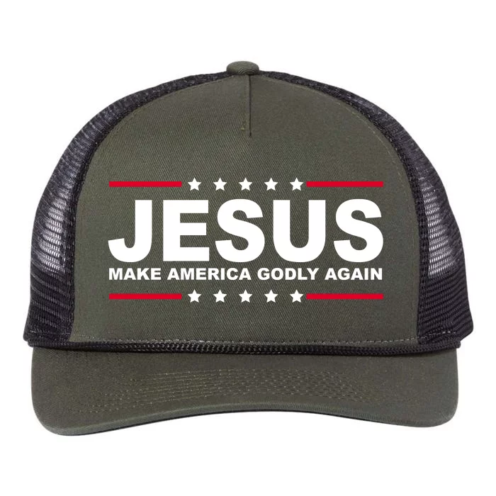 Jesus Make America Godly Again Retro Rope Trucker Hat Cap