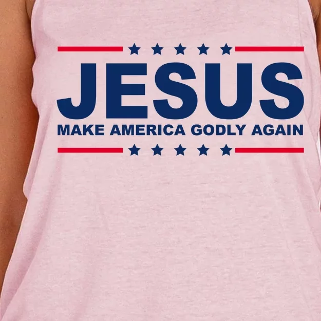 Jesus Make America Godly Again Women's Knotted Racerback Tank