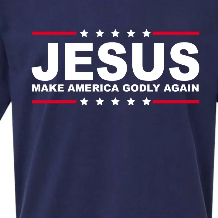 Jesus Make America Godly Again Sueded Cloud Jersey T-Shirt