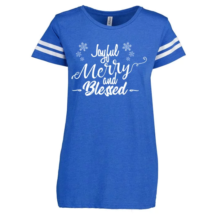 Joyful Merry And Blessed Cute Christmas Gift Gift Funny Gift Enza Ladies Jersey Football T-Shirt