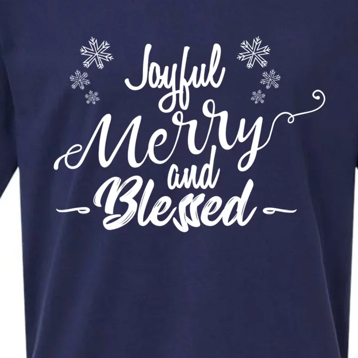 Joyful Merry And Blessed Cute Christmas Gift Gift Funny Gift Sueded Cloud Jersey T-Shirt