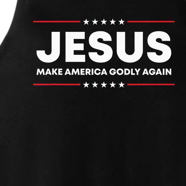 Jesus Make America Godly Again Patriotic Christian Faith USA Ladies Tri-Blend Wicking Tank