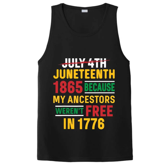 Juneteenth My Ancestors Weren't Free July 4th Performance Tank