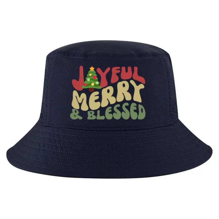 Joyful Merry And Blessed Retro Christmas Tree Lights Funny Gift Cool Comfort Performance Bucket Hat