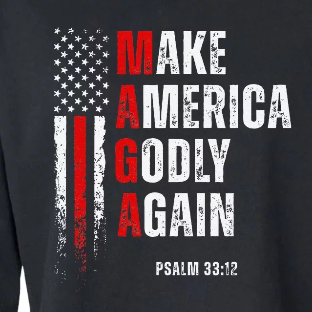 Jesus Make America Godly Again American Patriot Christian Cropped Pullover Crew