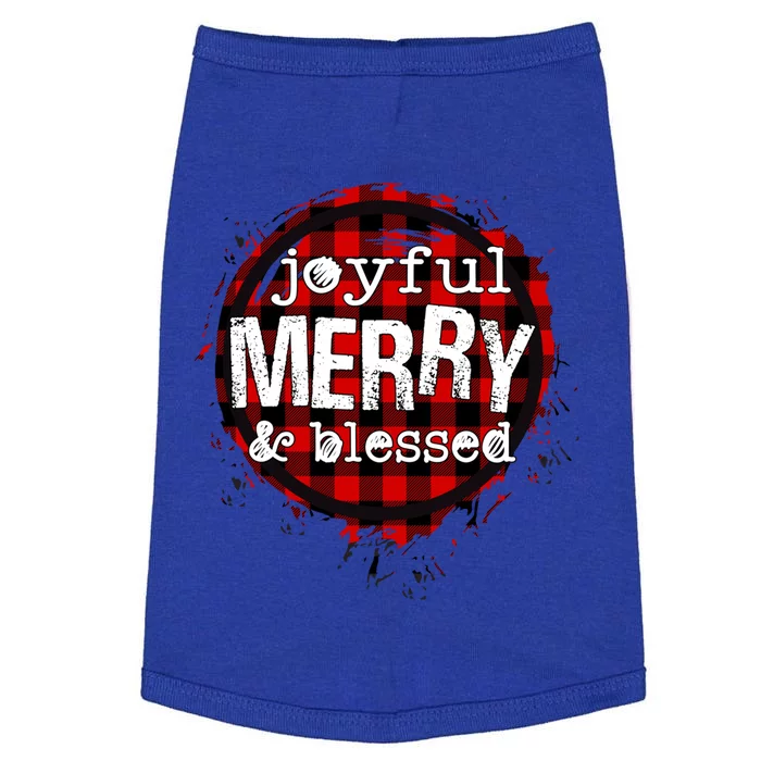 Joyful Merry And Blessed Christmas Xmas Vibes Buffalo Plaid Gift Doggie Tank