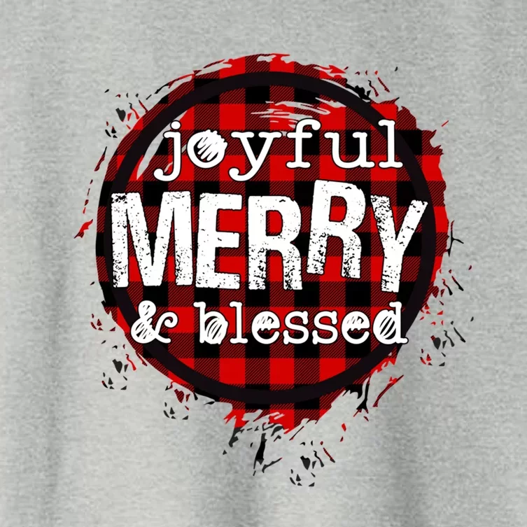 Joyful Merry And Blessed Christmas Xmas Vibes Buffalo Plaid Gift Women's Crop Top Tee