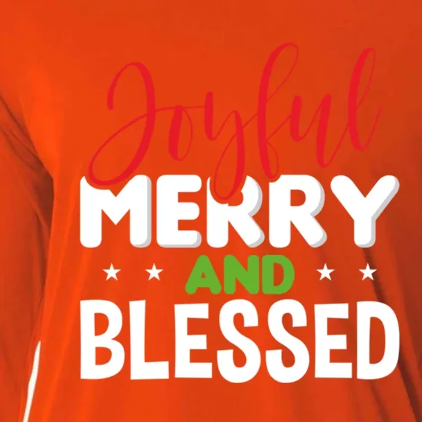 Joyful Merry And Blessed Gift Xgiftmas Holiday Design Cute Gift Cooling Performance Long Sleeve Crew