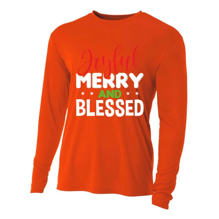 Joyful Merry And Blessed Gift Xgiftmas Holiday Design Cute Gift Cooling Performance Long Sleeve Crew