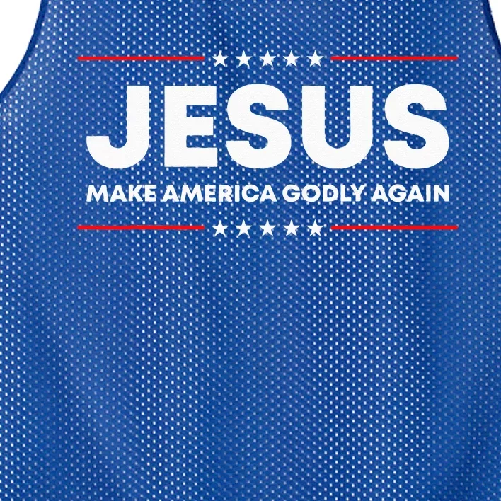 Jesus Make America Godly Again Patriotic Christian Faith USA Mesh Reversible Basketball Jersey Tank