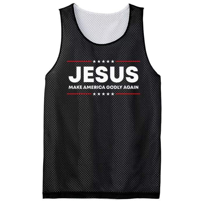 Jesus Make America Godly Again Patriotic Christian Faith USA Mesh Reversible Basketball Jersey Tank