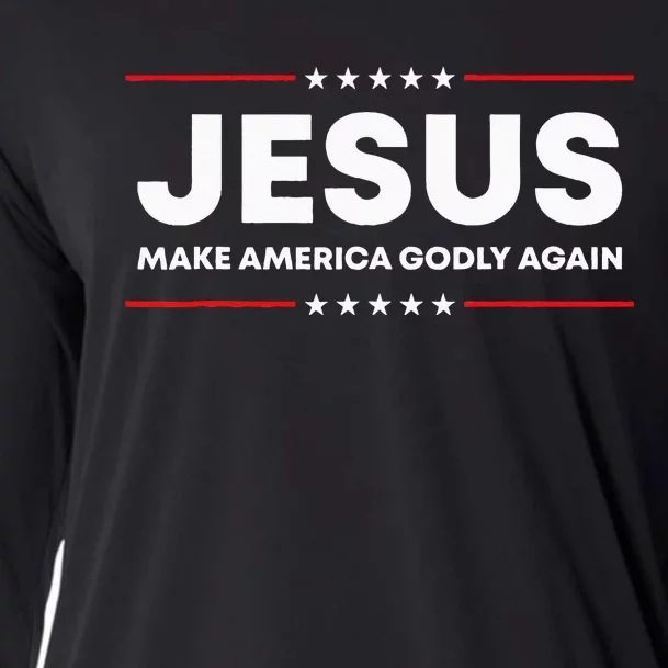 Jesus Make America Godly Again Patriotic Christian Faith USA Cooling Performance Long Sleeve Crew