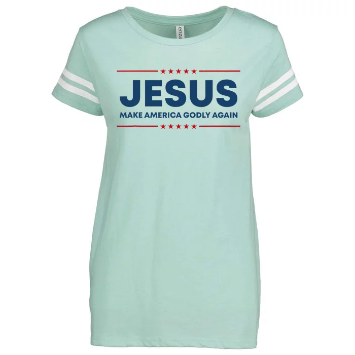 Jesus Make America Godly Again Christian Us Patriot American Enza Ladies Jersey Football T-Shirt