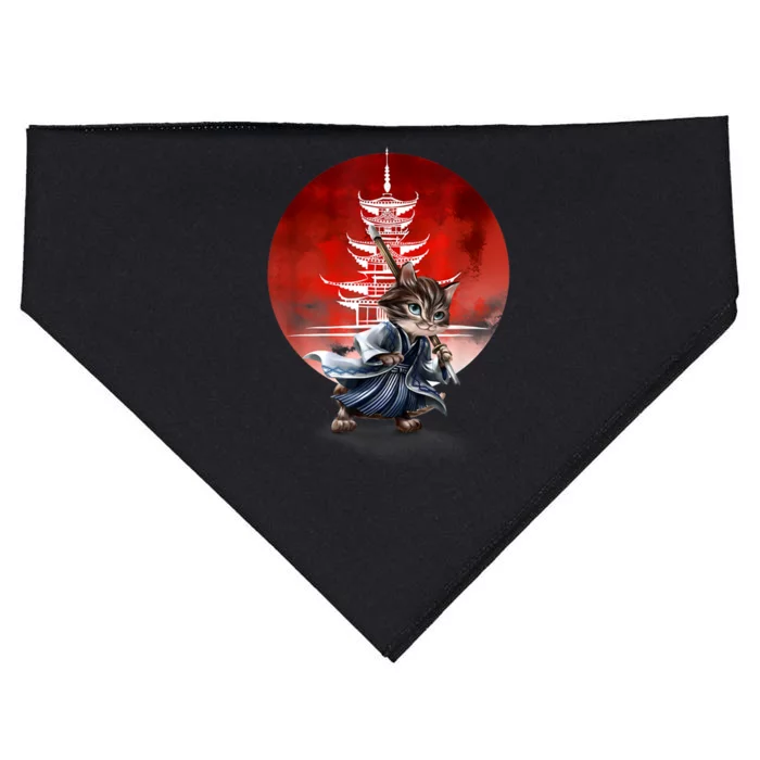 Japanese Martial Art Warrior Kendo Cat USA-Made Doggie Bandana