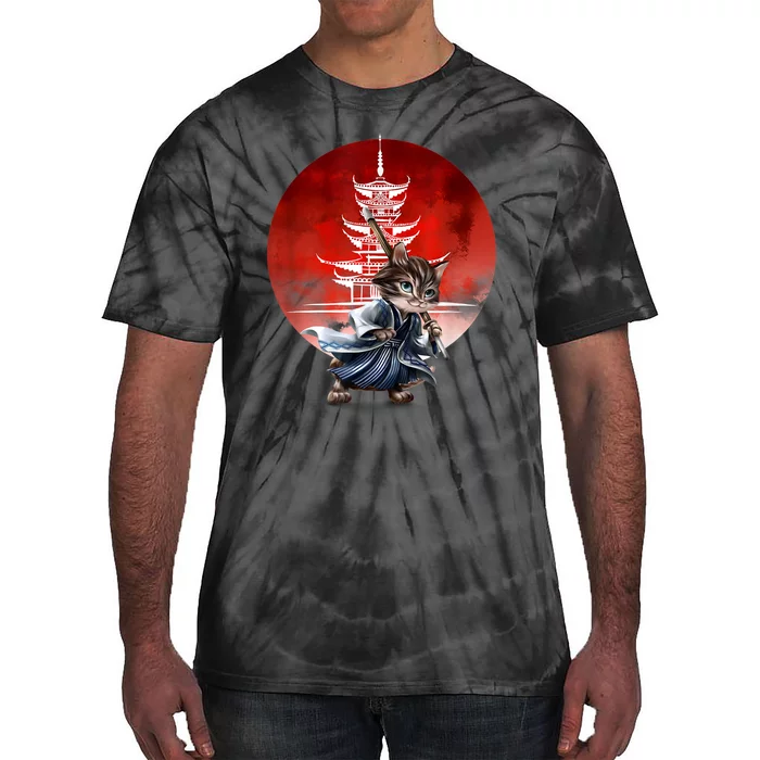 Japanese Martial Art Warrior Kendo Cat Tie-Dye T-Shirt