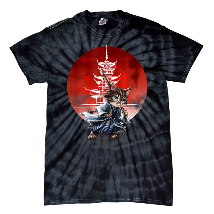 Japanese Martial Art Warrior Kendo Cat Tie-Dye T-Shirt