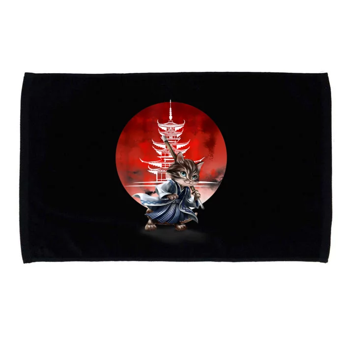 Japanese Martial Art Warrior Kendo Cat Microfiber Hand Towel