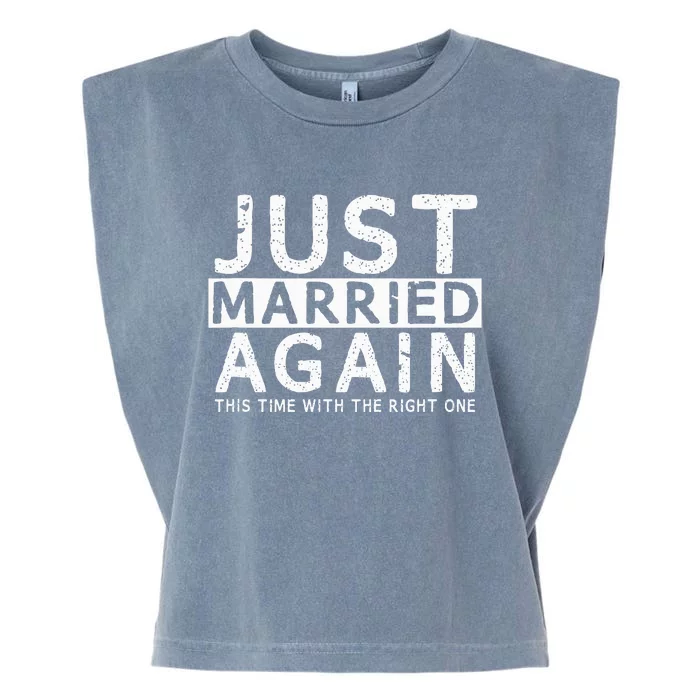 Just Married Again 2nd Time Of Wedding Funny Partner Couples Garment-Dyed Women's Muscle Tee