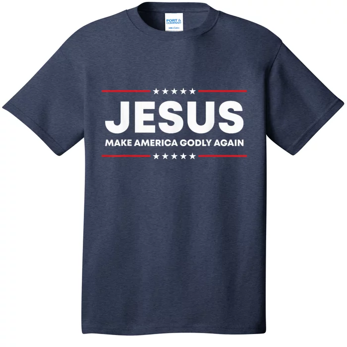 Jesus Make America Godly Again Patriotic Christian Faith USA T-Shirt