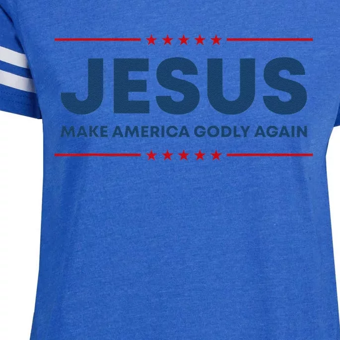 Jesus Make America Godly Again Christian US Patriot American Enza Ladies Jersey Football T-Shirt